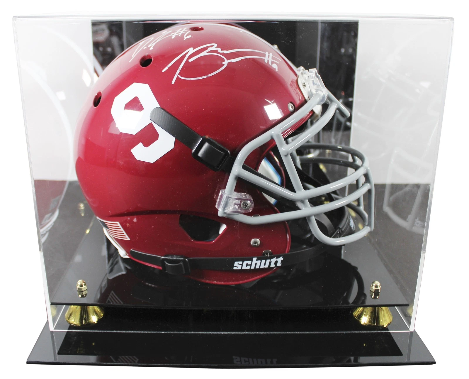 ALABAMA BRYCE YOUNG & DEVONTA SMITH SIGNED SCHUTT F/S PROLINE HELMET W/ CASE BAS COLLECTIBLE MEMORABILIA