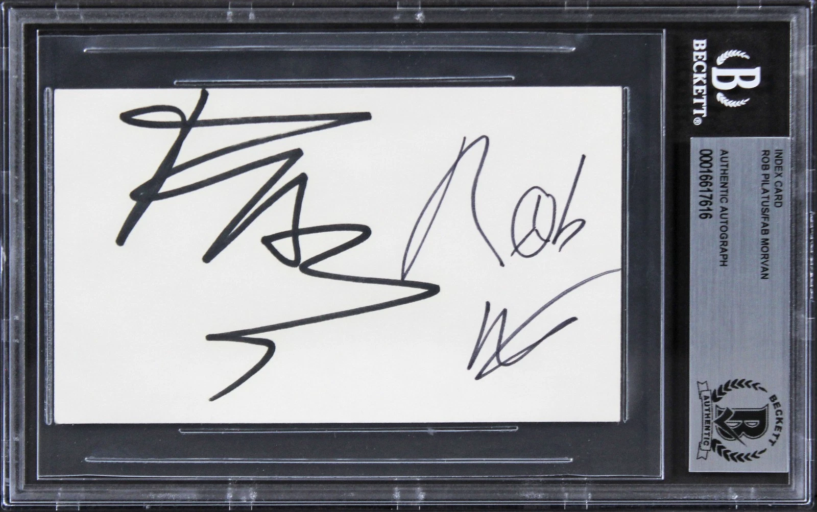Rob Pilatus & Fab Morvan Milli Vanilli Signed 3x5 Index Card BAS Slabbed