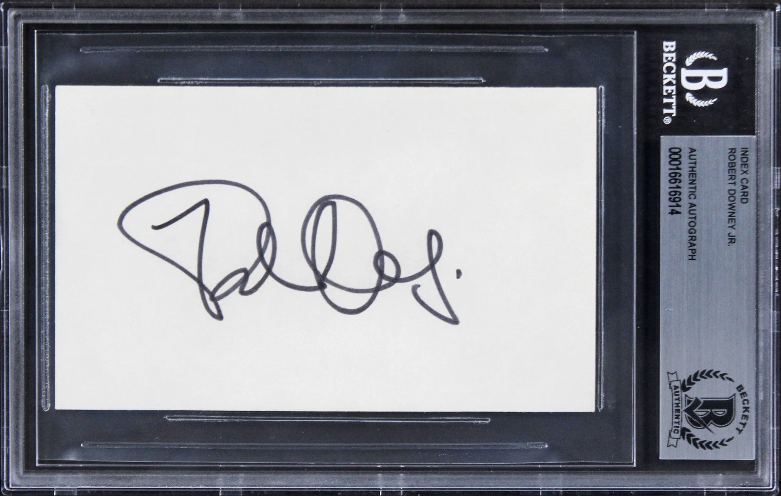 Robert Downey Jr Iron Man Authentic Signed 3x5 Index Card BAS Slabbed