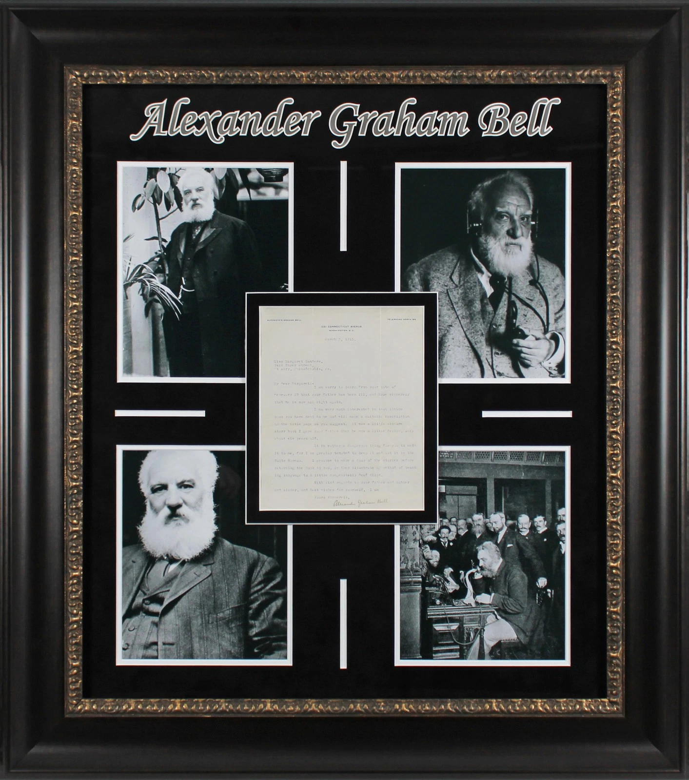 ALEXANDER GRAHAM BELL AUTHENTIC SIGNED & FRAMED 1915 TYPED LETTER BAS #A04949 COLLECTIBLE MEMORABILIA