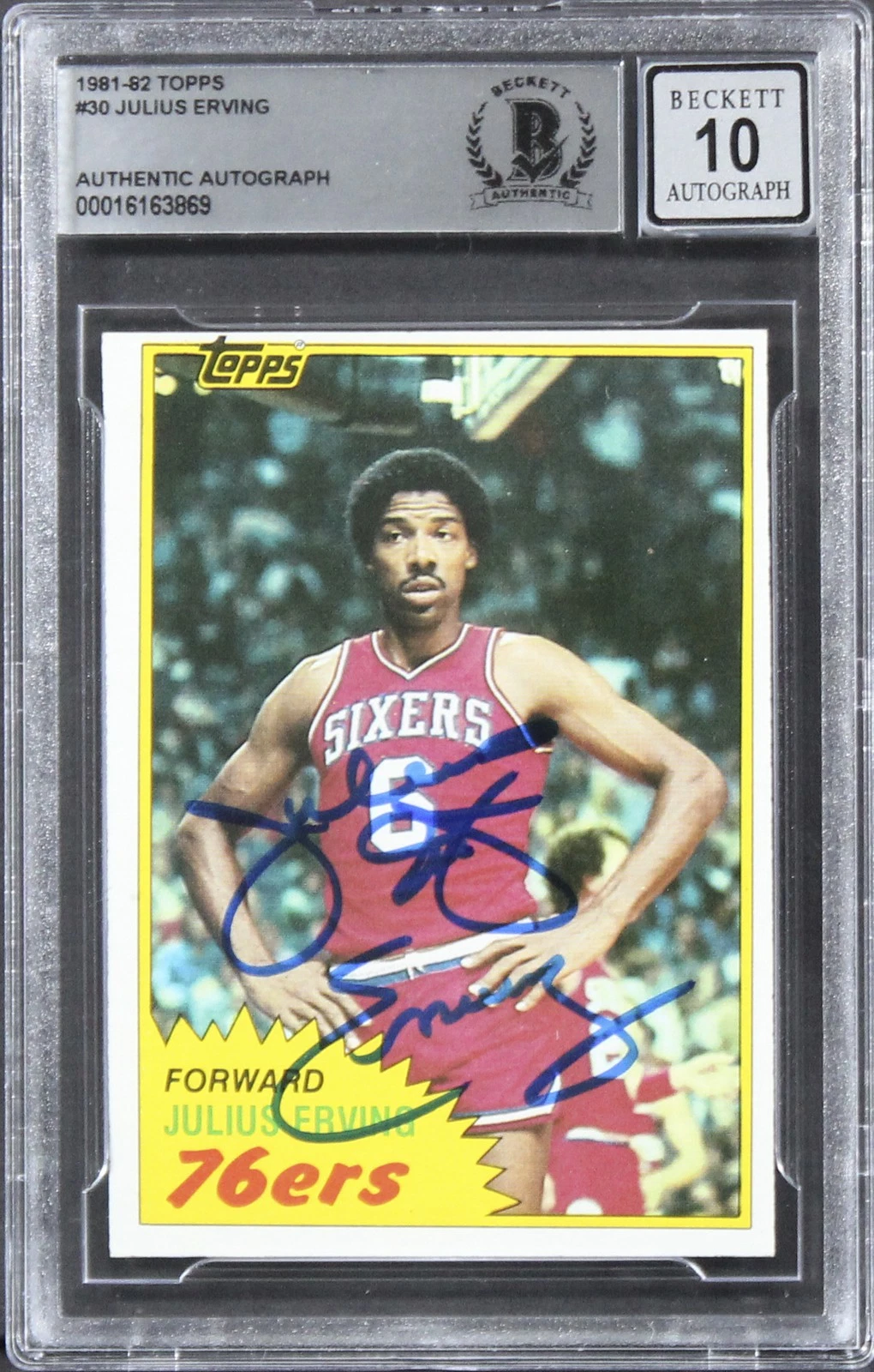 76ERS JULIUS “DR. J.” ERVING SIGNED 1981 TOPPS #30 CARD AUTO 10! BAS SLABBED 3 COLLECTIBLE MEMORABILIA