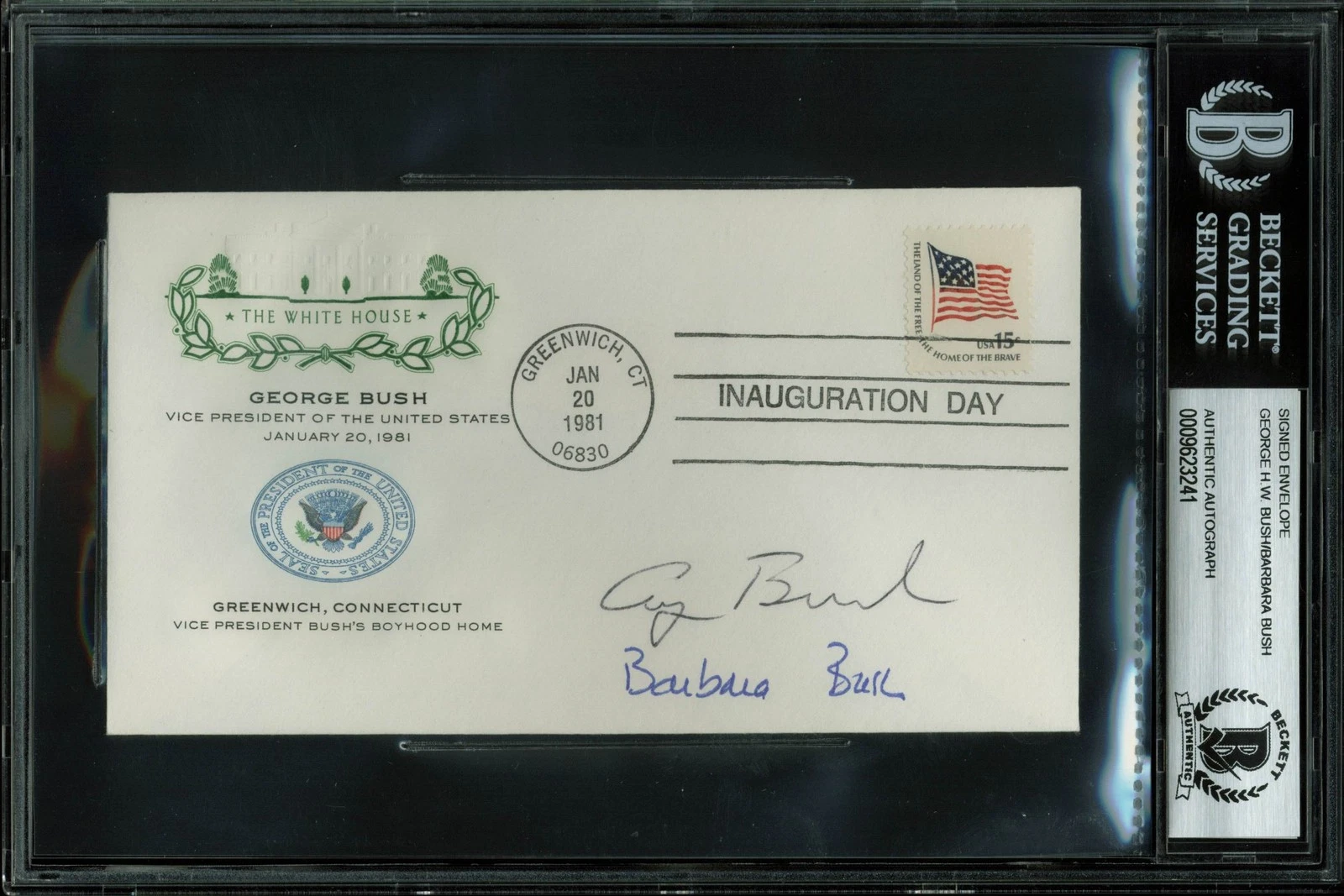 George H.W. Bush & Barbara Bush Signed 1981 First Day Inauguration Cover BAS