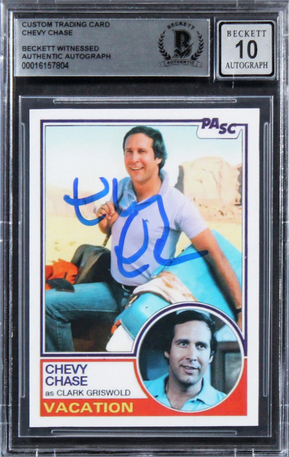 Chevy Chase Vacation Authentic Signed Custom Trading Card Auto 10! BAS Slabbed 3