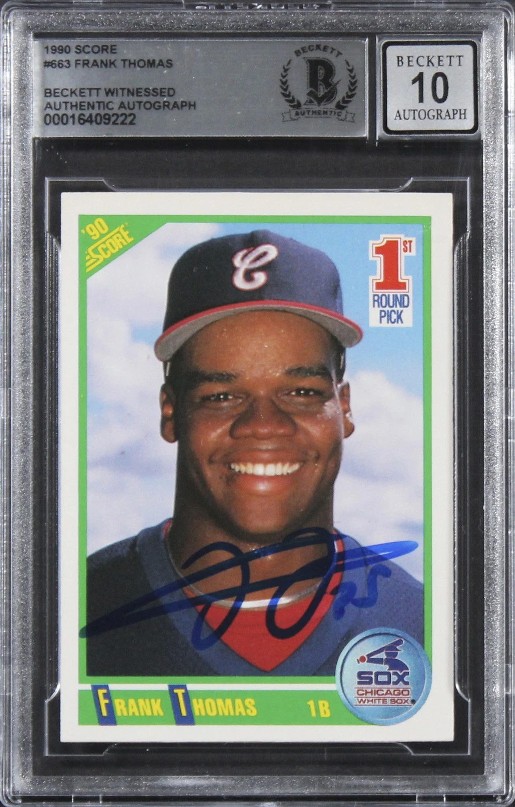 WHITE SOX FRANK THOMAS SIGNED 1990 SCORE #663 ROOKIE CARD AUTO 10! BAS SLABBED COLLECTIBLE MEMORABILIA