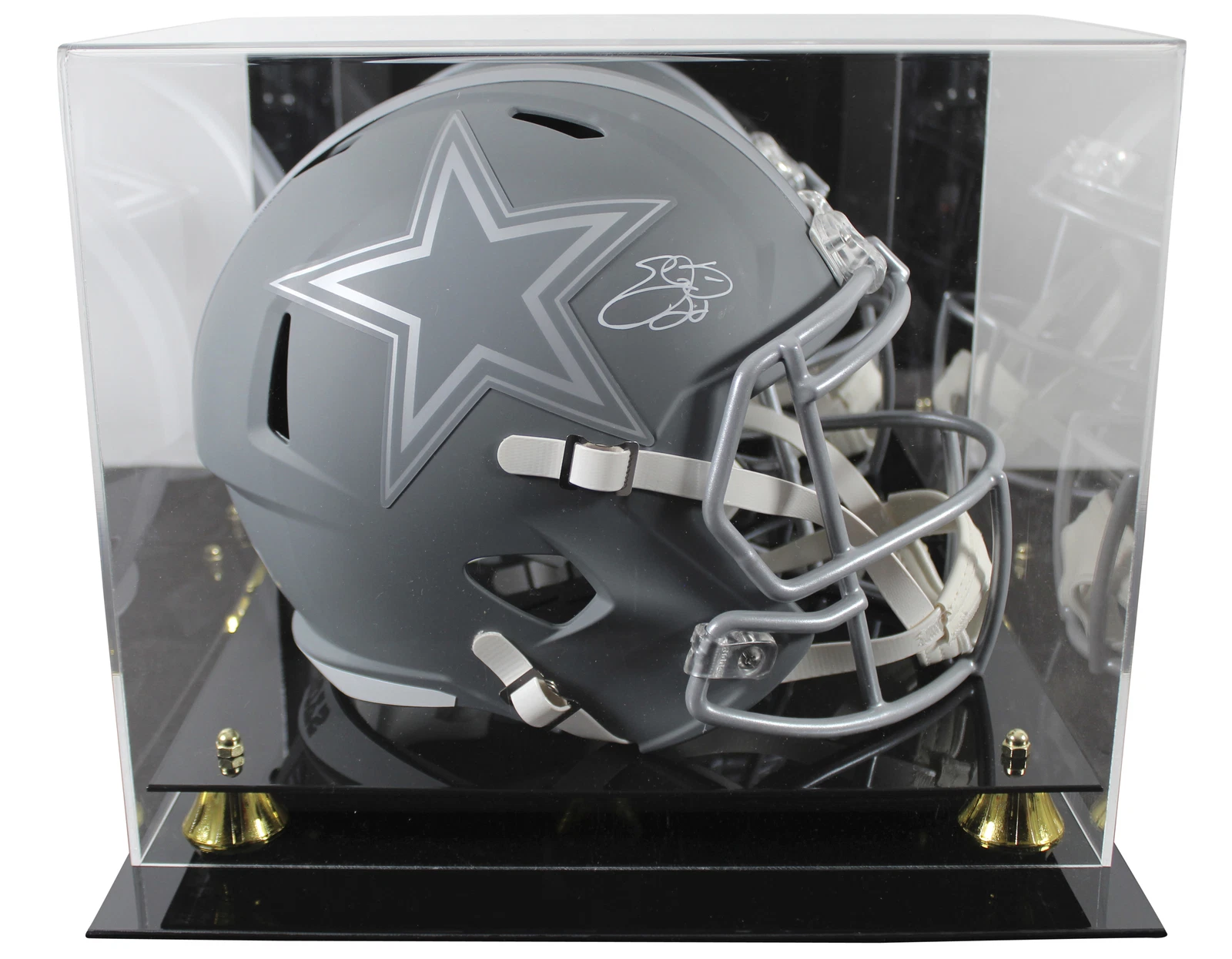 Cowboys Emmitt Smith Signed Slate Full Size Speed Rep Helmet W/ Case BAS Witness