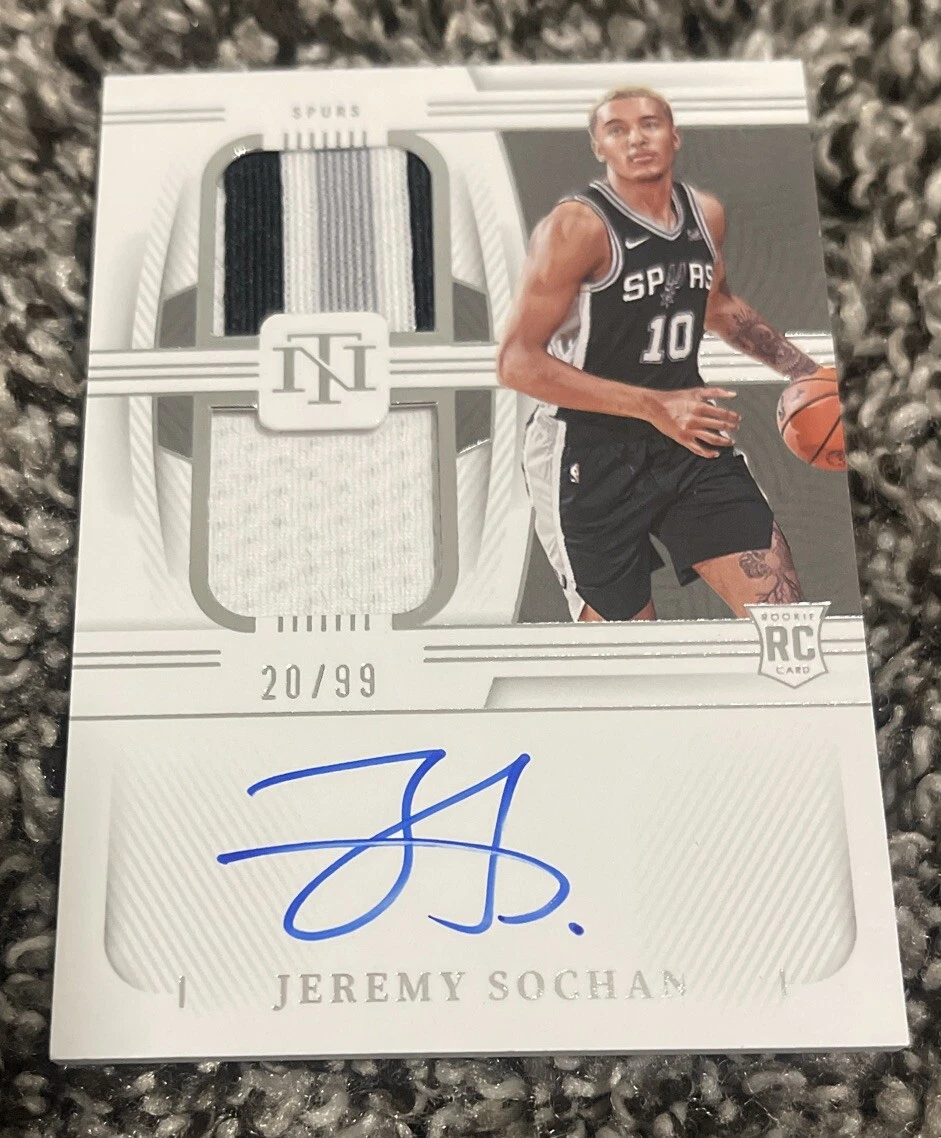 Jeremy Sochan 2022-23 National Treasures Rookie Dual 3 COLOR Patch Auto 20/99