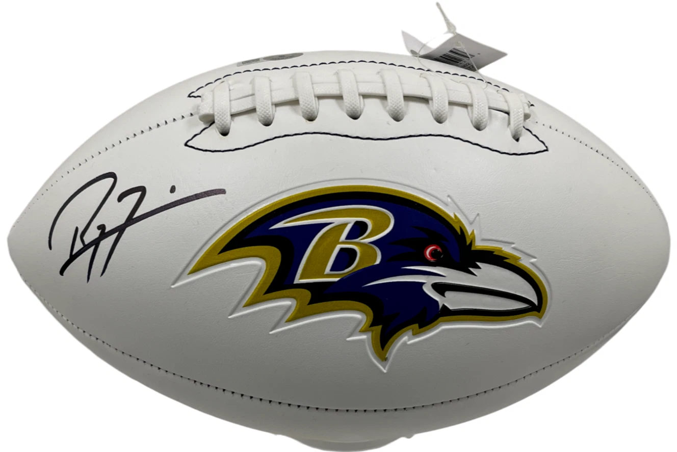 Ray Lewis Signed Baltimore Ravens Logo Football NFL Autograph Beckett Witness