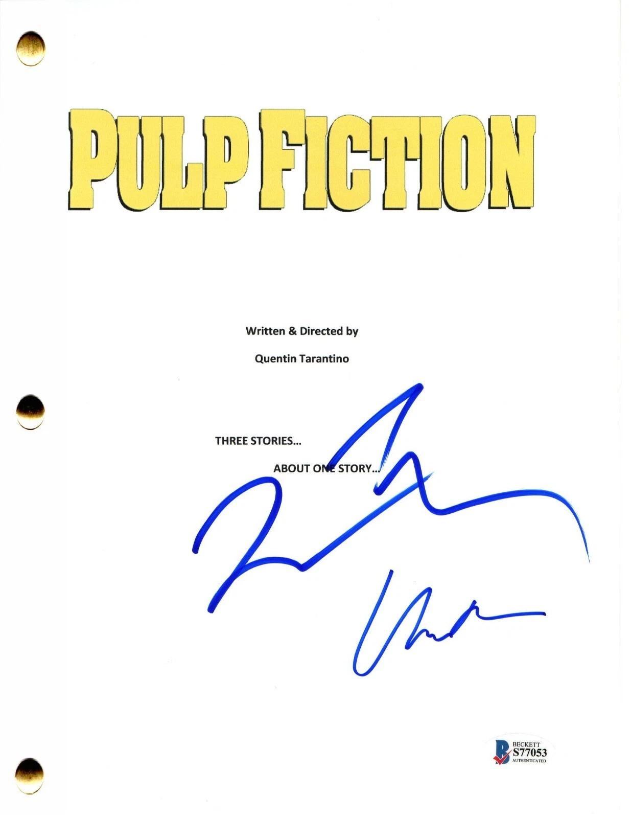 Uma Thurman Quentin Tarantino Pulp Fiction Signed Script Autograph Beckett
