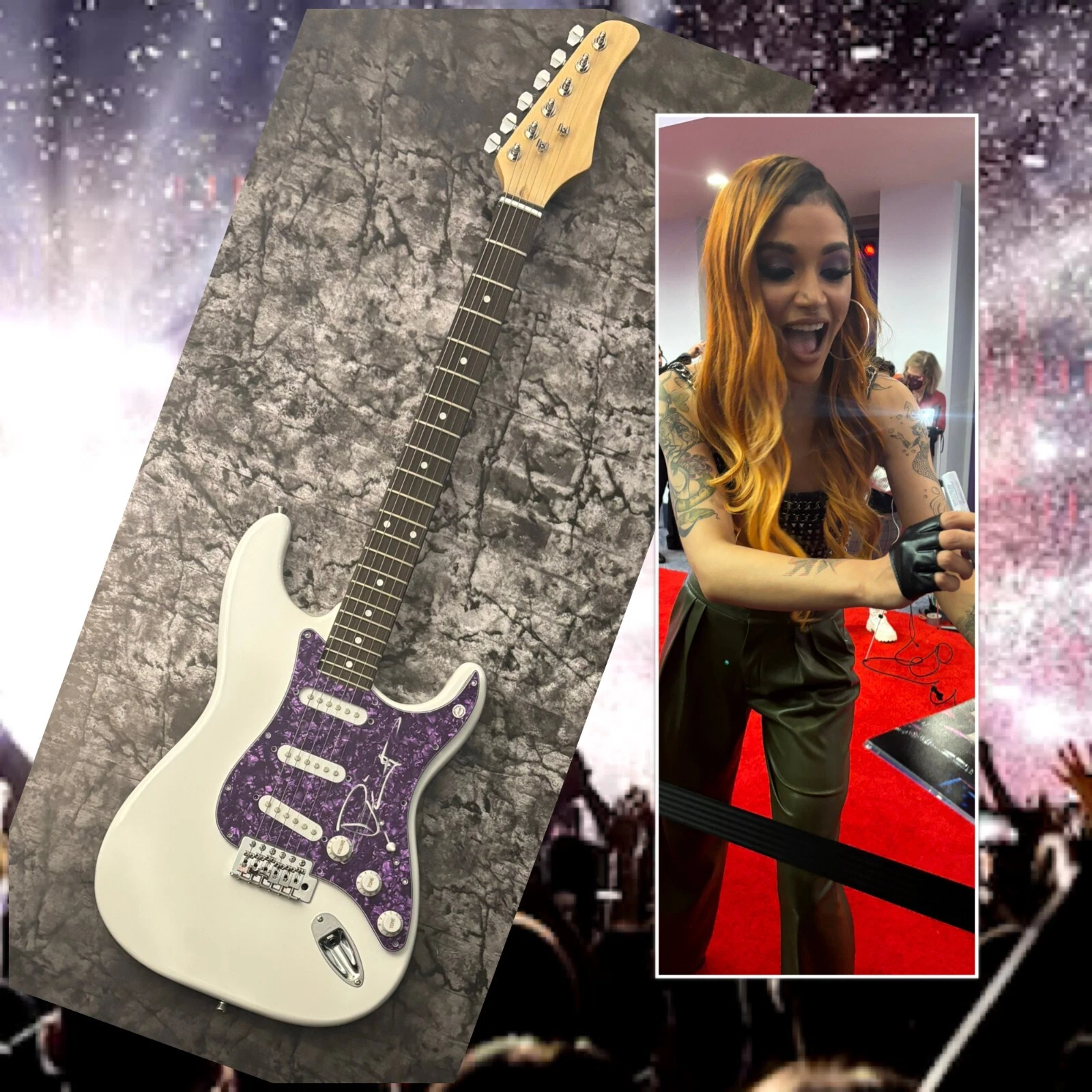 GFA Post Malone's Keyboardist * BONNIE McINTOSH * Signed Electric Guitar COA