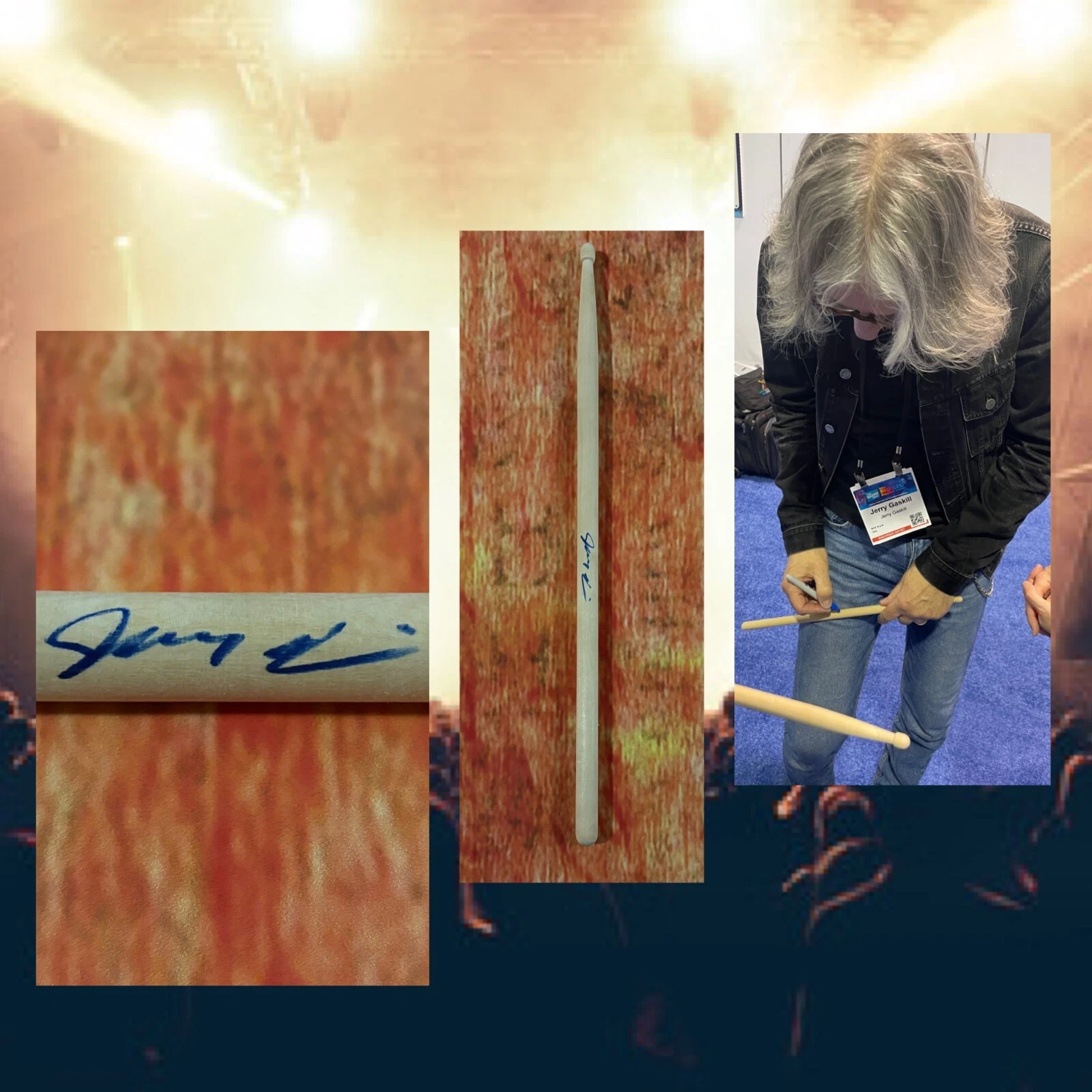 GFA KING’S X BAND DRUMMER * JERRY GASKILL * SIGNED DRUMSTICK PROOF J1 COA COLLECTIBLE MEMORABILIA