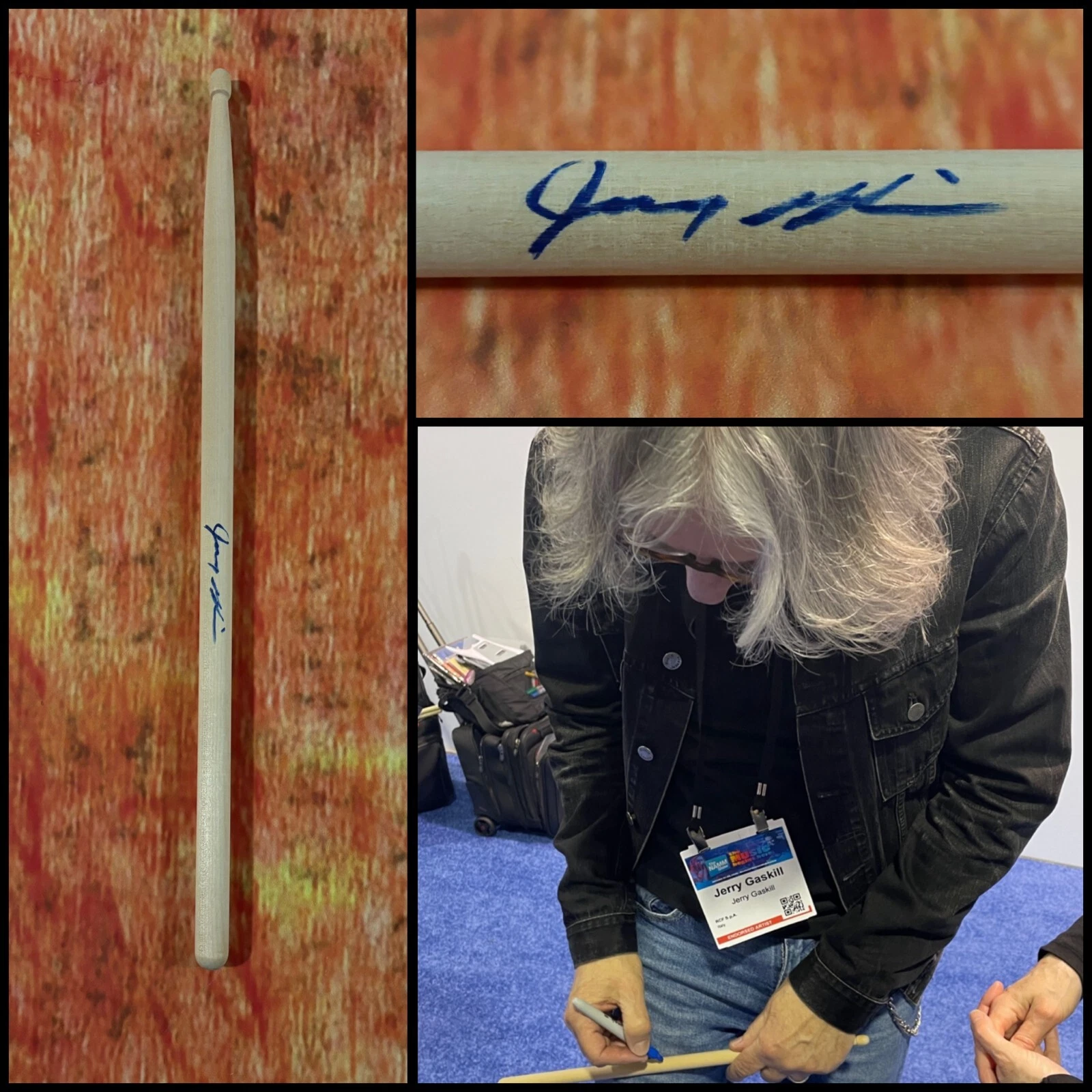 GFA KING’S X BAND DRUMMER * JERRY GASKILL * SIGNED DRUMSTICK PROOF J3 COA COLLECTIBLE MEMORABILIA