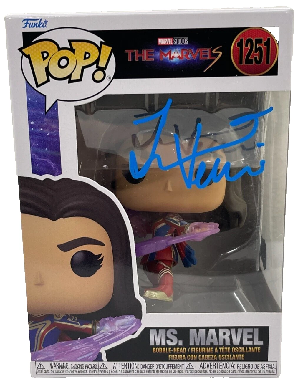 Iman Vellani Signed Ms. Marvel Funko 1251 The Marvels Autograph Beckett