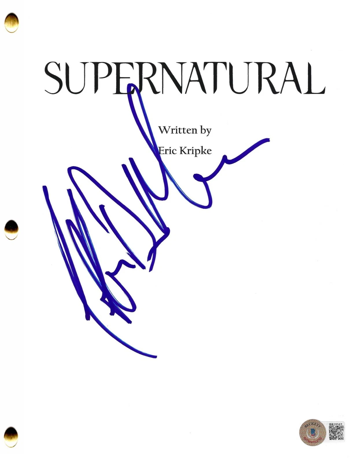 Jeffrey Dean Morgan Signed Supernatural Pilot Script Authentic Autograph Beckett