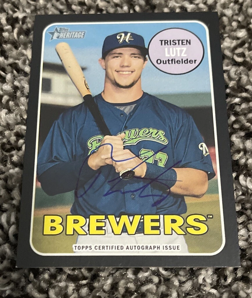 2018 Topps Heritage Minor League Edition Real One Black /50 Tristen Lutz Auto