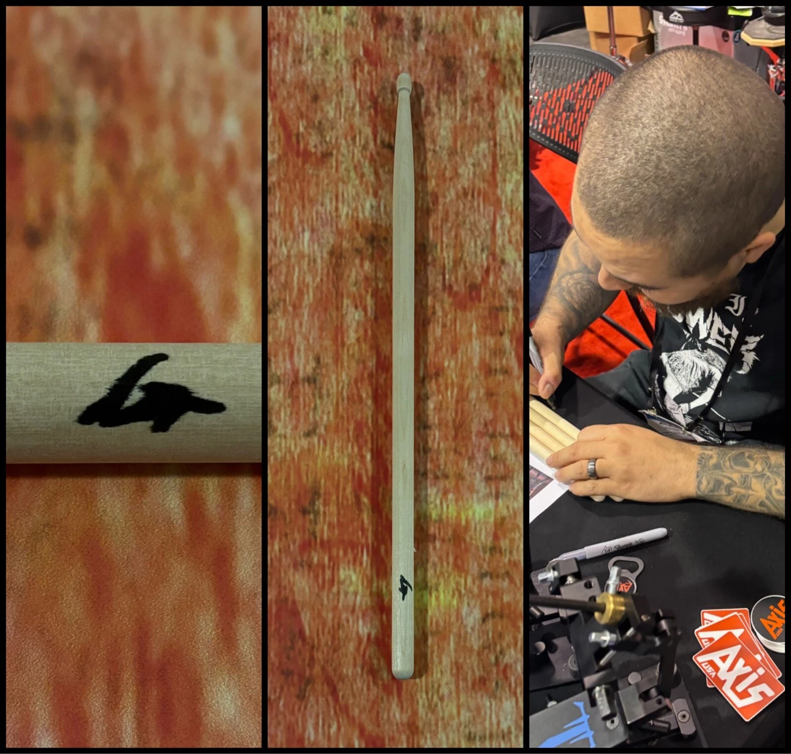 GFA Trivium Band Drummer * ALEX BENT * Signed Drumstick PROOF A3 COA