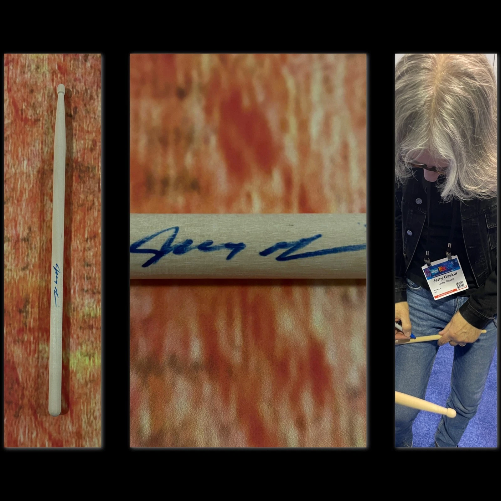 GFA KING’S X BAND DRUMMER * JERRY GASKILL * SIGNED DRUMSTICK PROOF J2 COA COLLECTIBLE MEMORABILIA