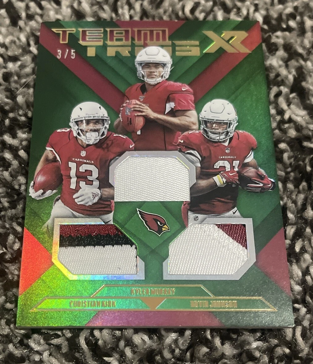 2019 Panini Xr Kyler Murray RC Kirk David Johnson GREEN Team Trios Jersey #3/5