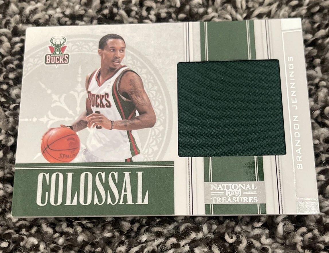 2010 National Treasures COLOSSAL BRANDON JENNINGS Patch #ED /25 BUCKS