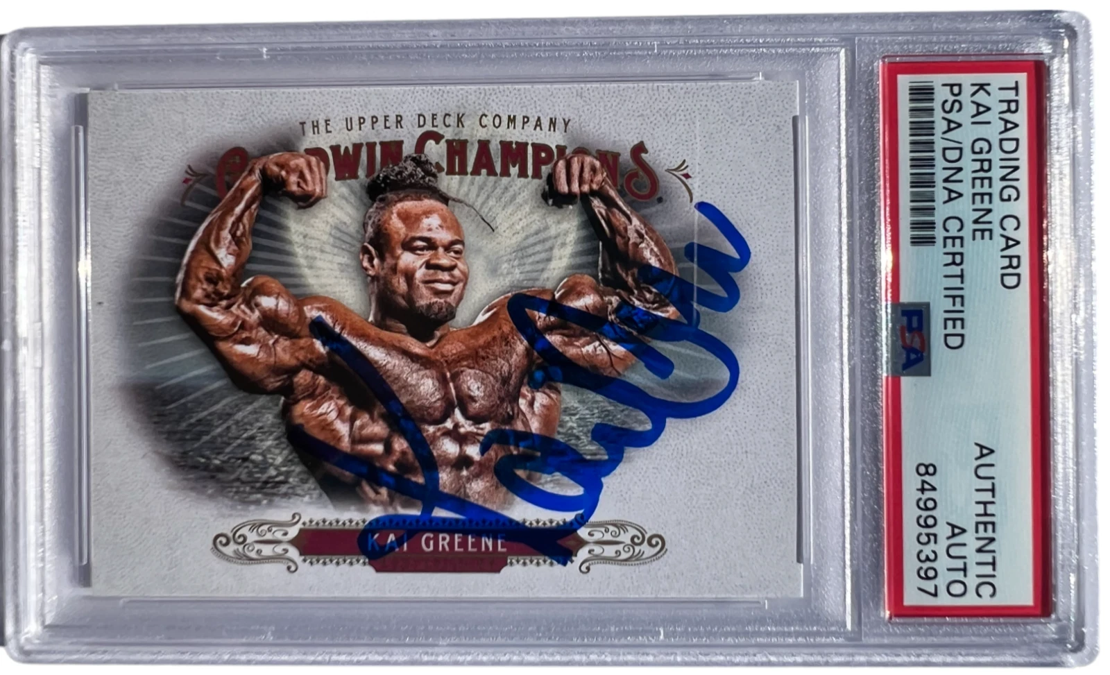 KAI GREENE SIGNED 2018 UPPER DECK GOODWIN CHAMPIONS #67 BODYBUILDING PSA/DNA