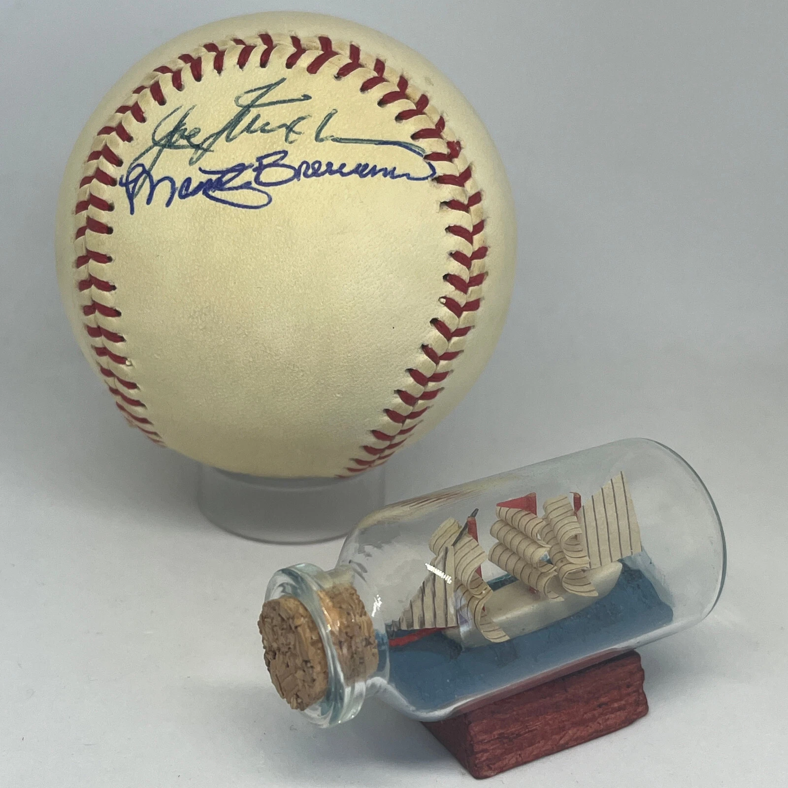 Broadcaster Marty Brennamann Joe Nuxhall signed Baseball JSA COA Reds Auto A837