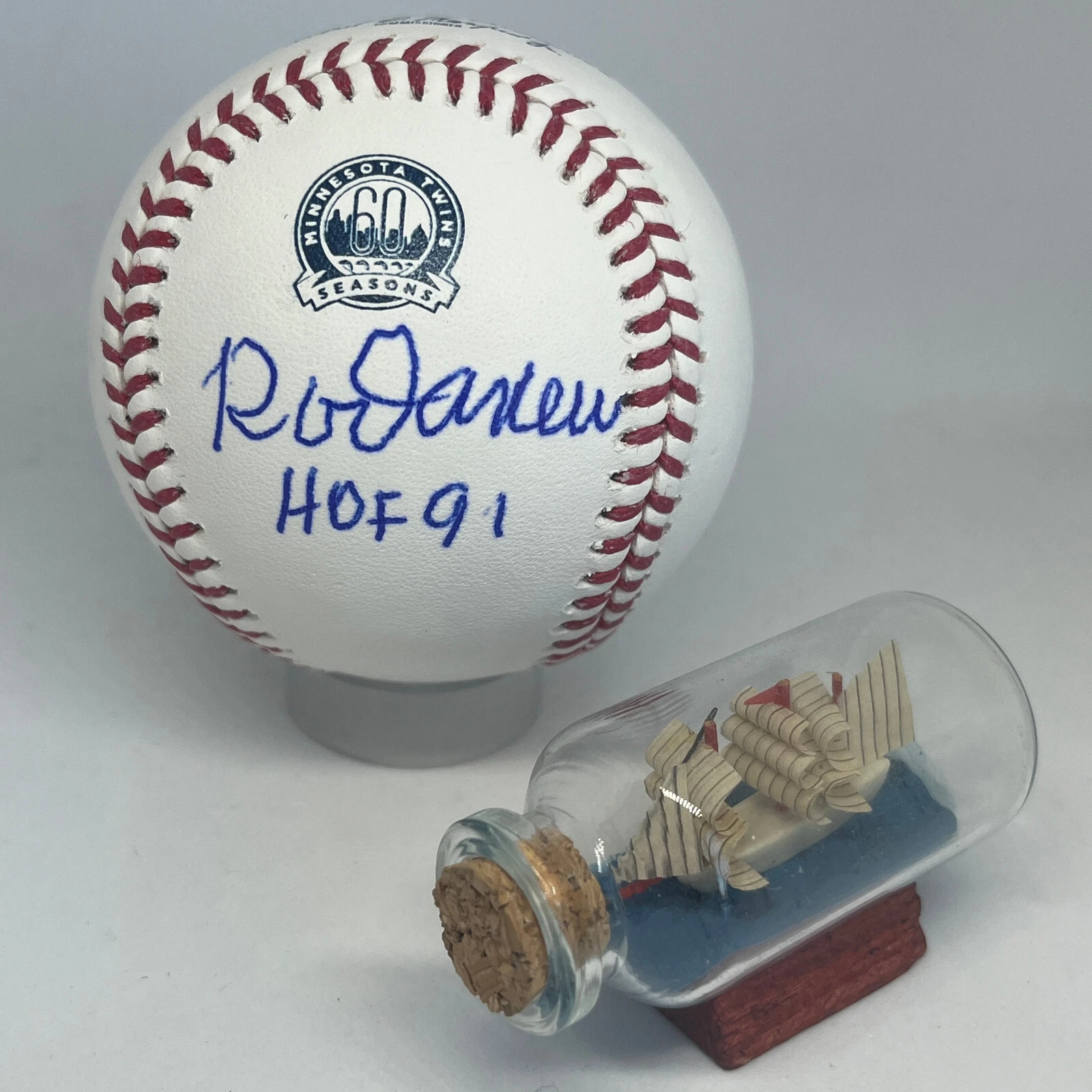 Rod Carew signed Rawlings Twins 60th Ann Logo Baseball JSA Inscribed HOF A2025
