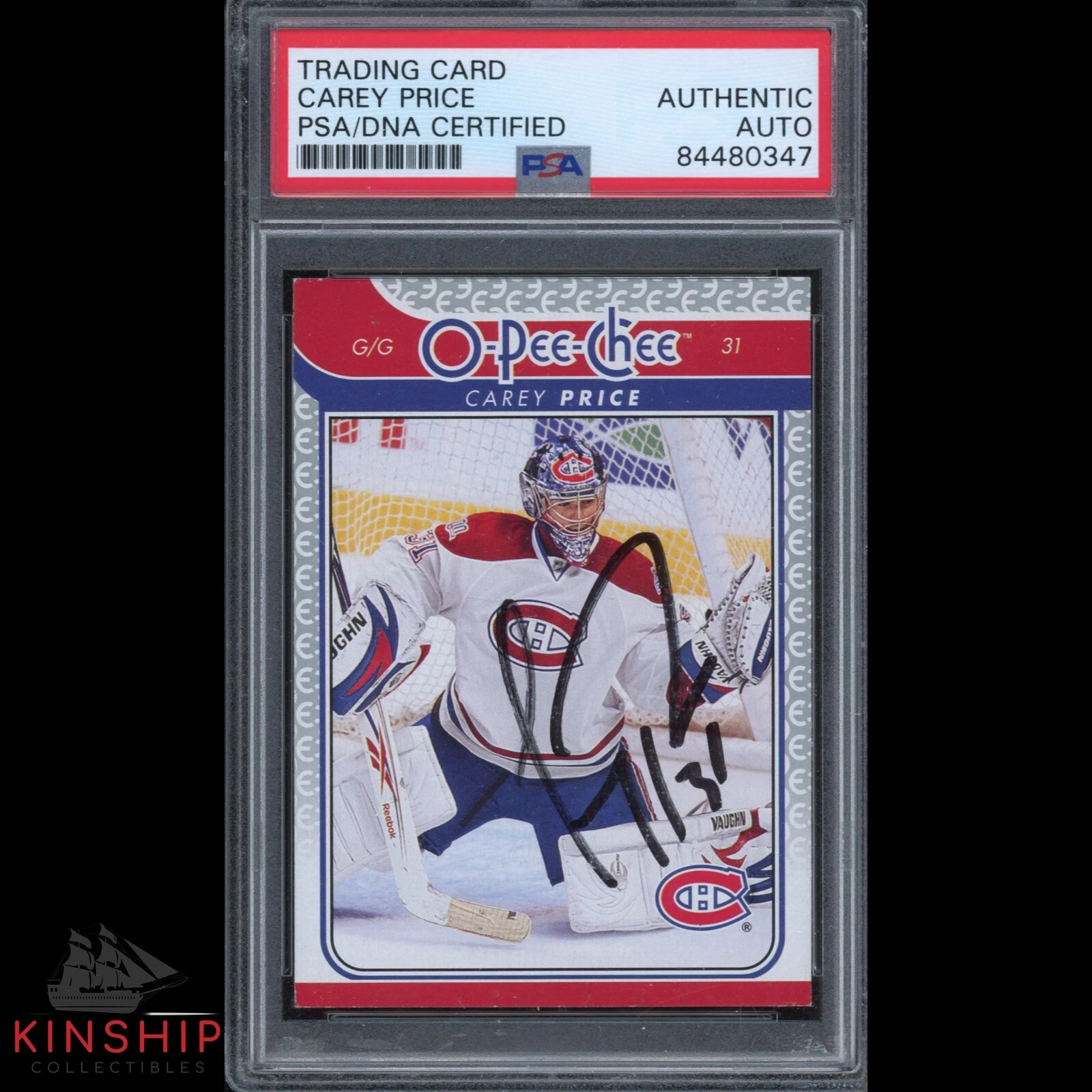 Carey Price signed 2009 O-Pee-Chee Trading Card PSA DNA Slabbed Auto C2212