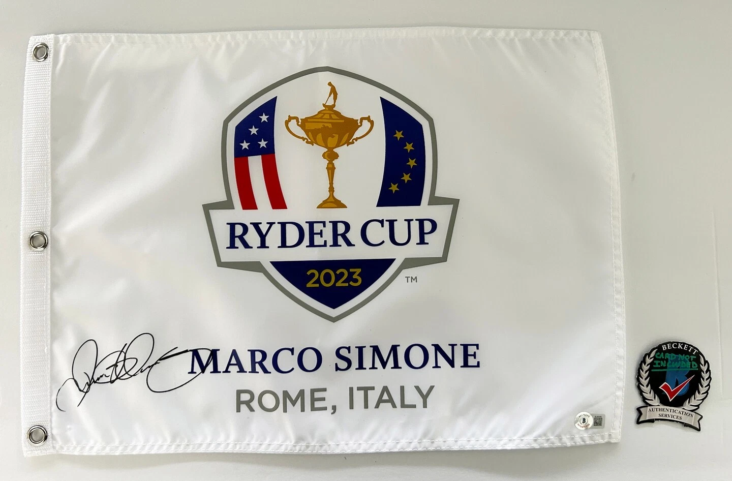 Rory McIlroy Signed Golf Flag 2023 Ryder Cup Beckett BAS 2 COA