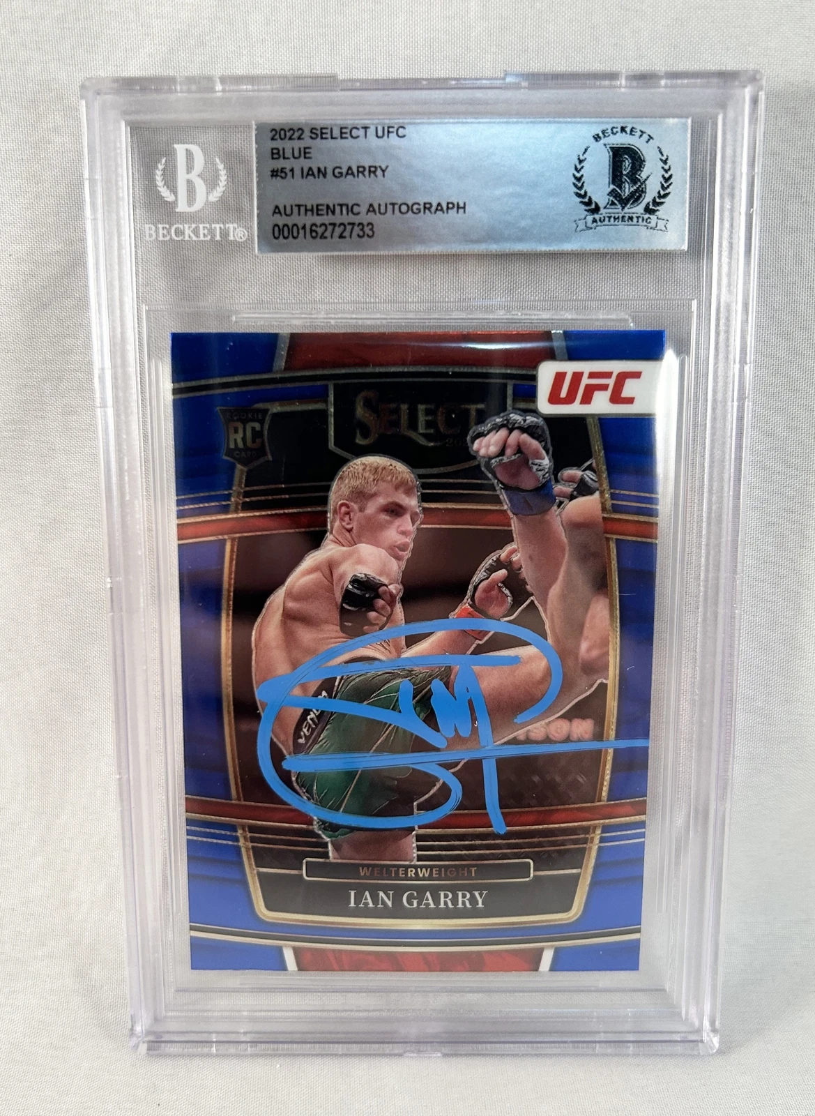 Ian Garry Signed Rookie Card 2022 Select UFC #51 Blue Beckett BAS COA