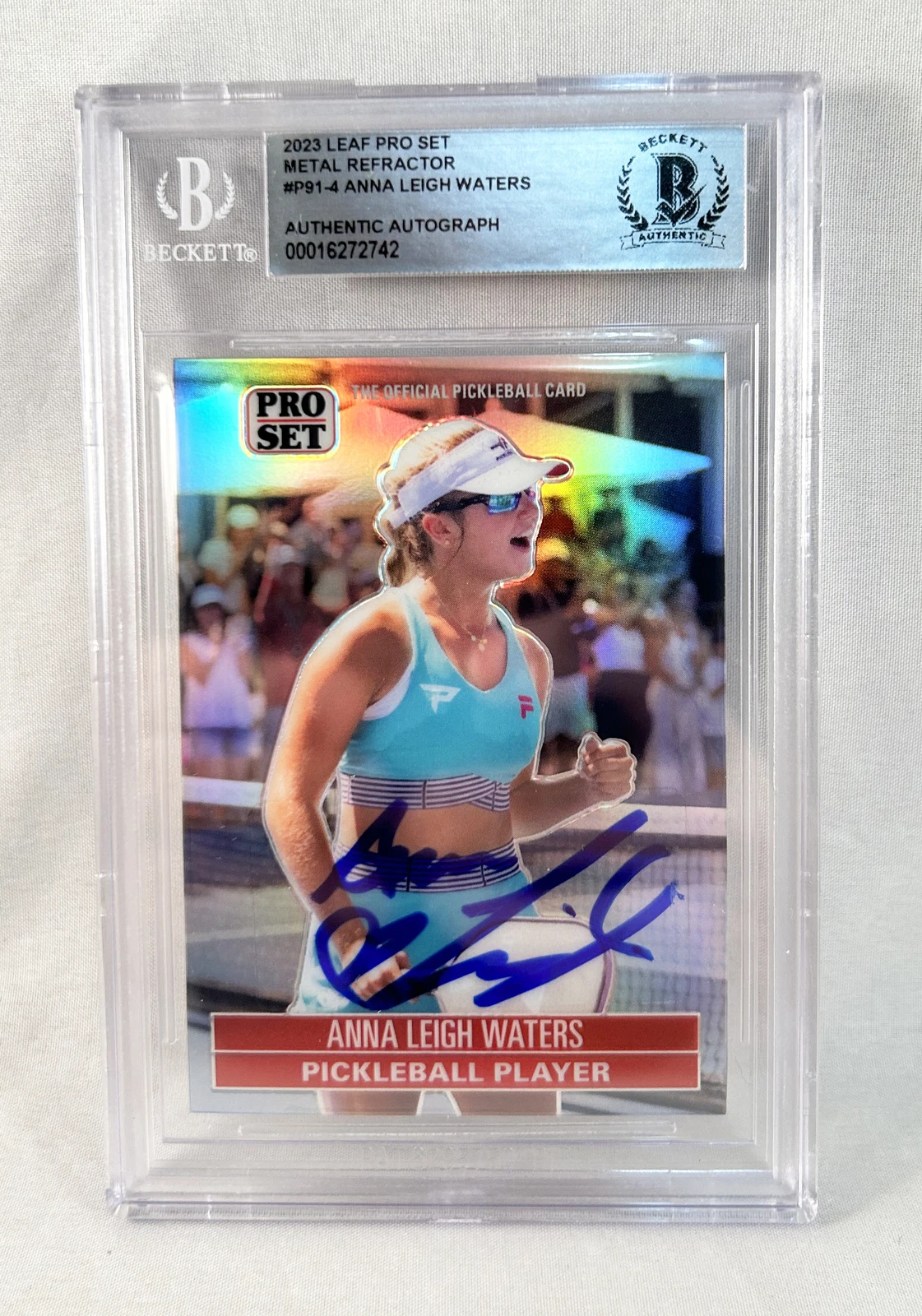 Anna Leigh Waters Signed Card 2023 Leaf Pro Set Metal Refractor #P91-4 Becket...