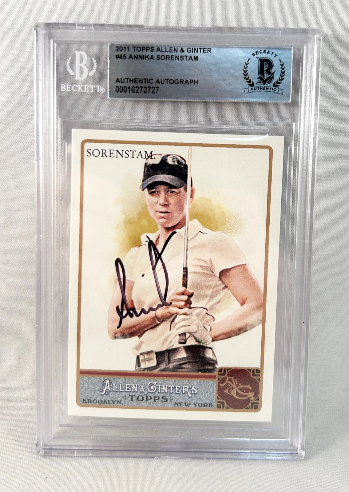 Annika Sorenstam Signed Trading Card 2011 Allen & Ginter Beckett BAS 2 COA