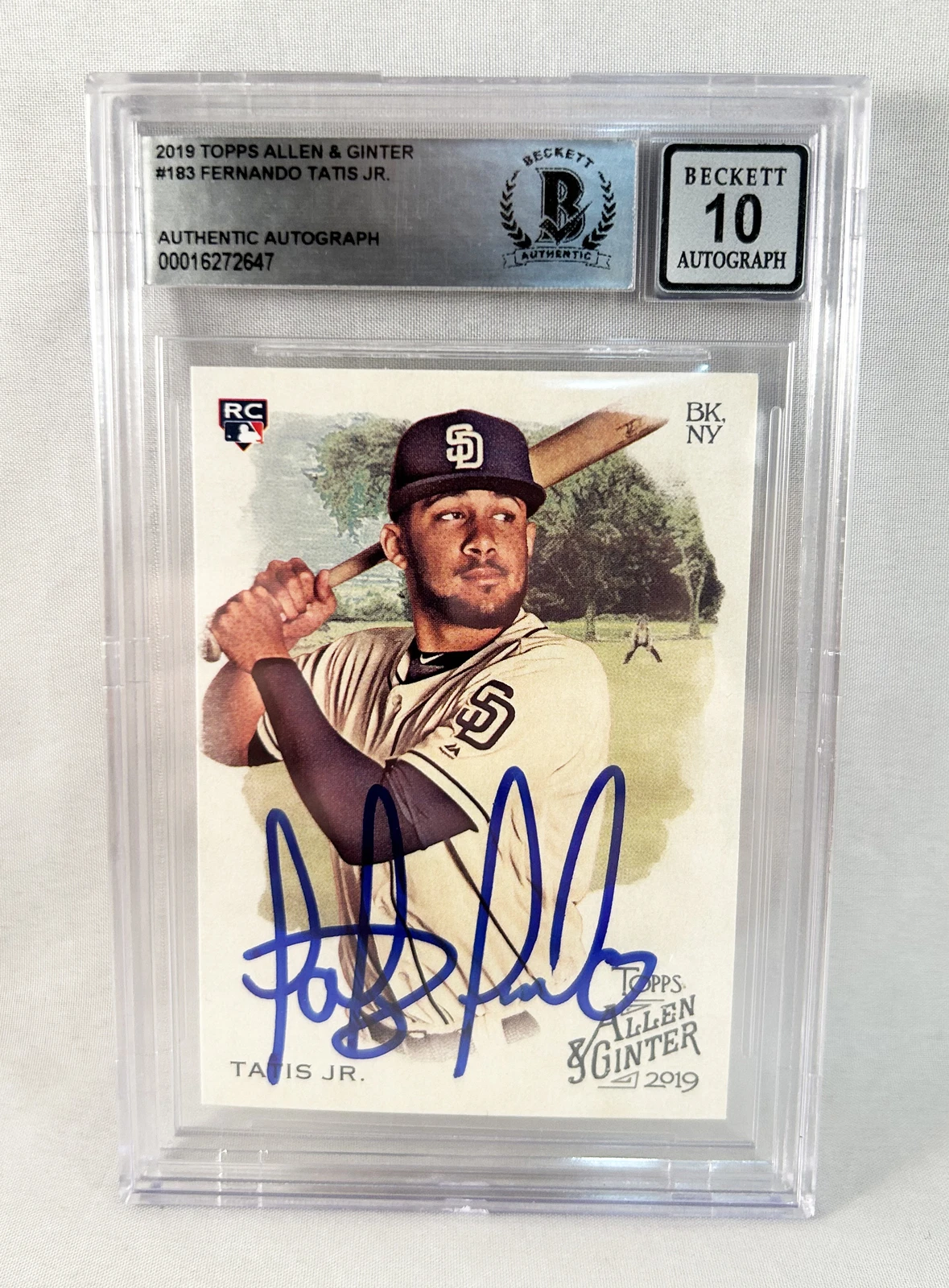 Fernando Tatis Jr Signed Rookie Card 2019 Topps #183 San Diego Padres Beckett...