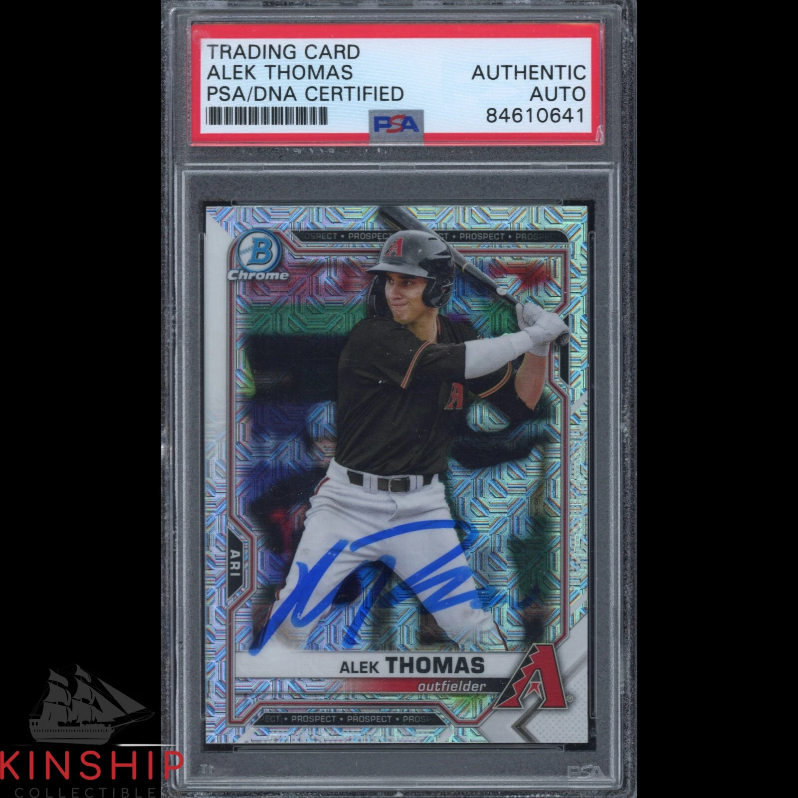 Alek Thomas signed 2021 Bowman Chrome Trading Card PSA DNA Slabbed Auto C2272