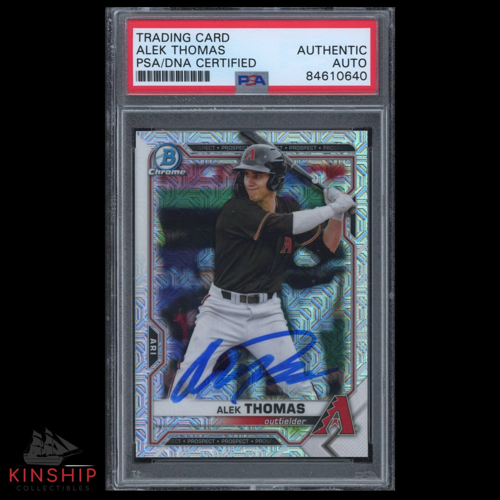 Alek Thomas signed 2021 Bowman Chrome Trading Card PSA DNA Slabbed Auto C2298