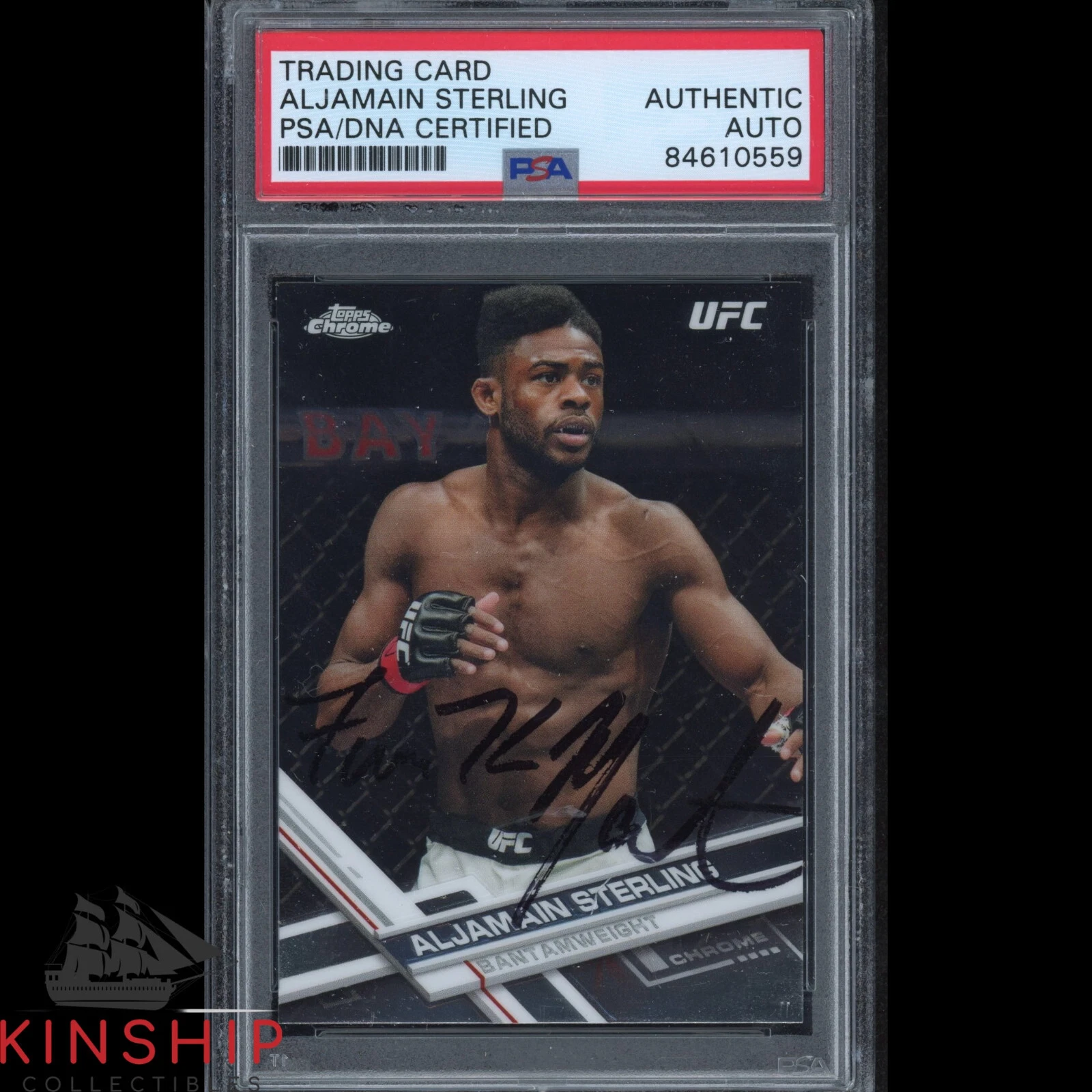 Aljamain Sterling signed 2017 Topps Chrome Card PSA DNA Slab UFC Auto C2253