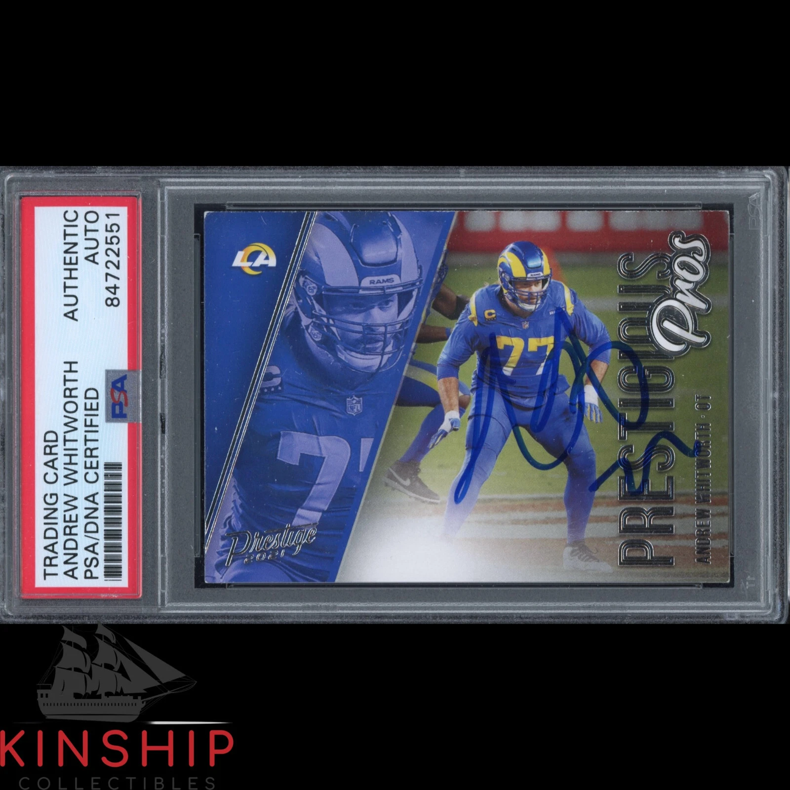 Andrew Whitworth signed 2021 Panini Trading Card PSA DNA Slabbed Auto C2287