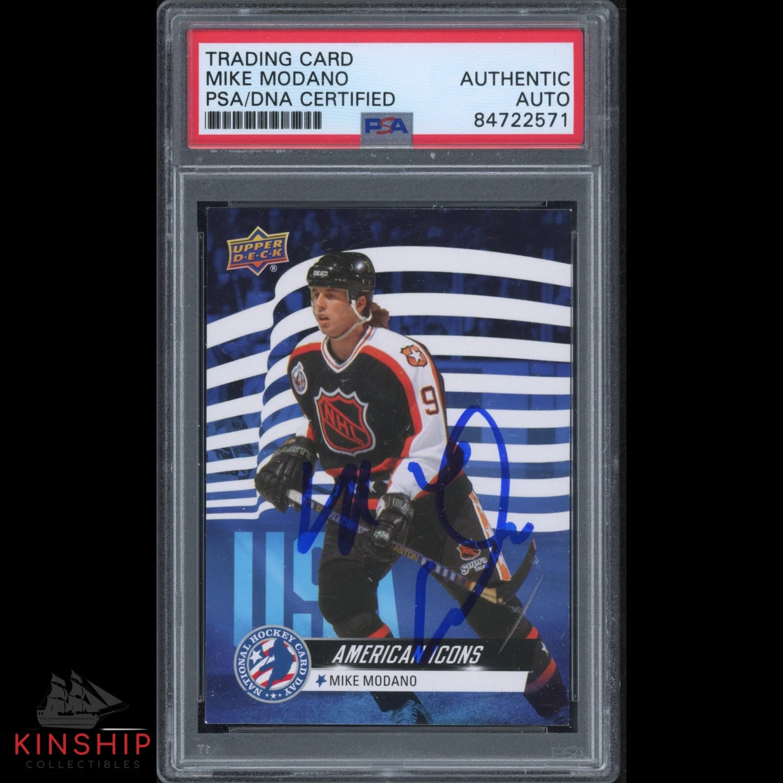 Mike Modano signed 2023 Upper Deck Trading Card PSA DNA Slabbed Auto C2300