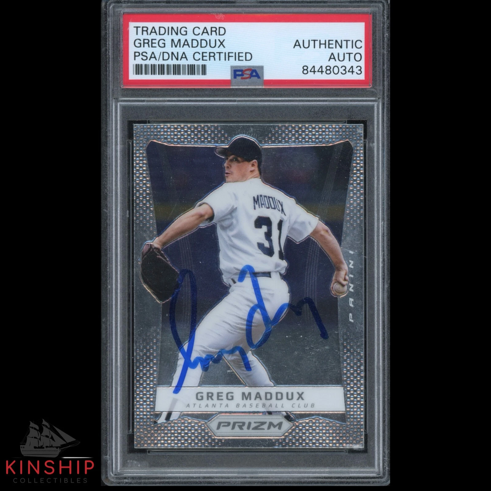 Greg Maddux signed 2012 Panini Prizm Trading Card PSA DNA Slabbed Auto HOF C2273