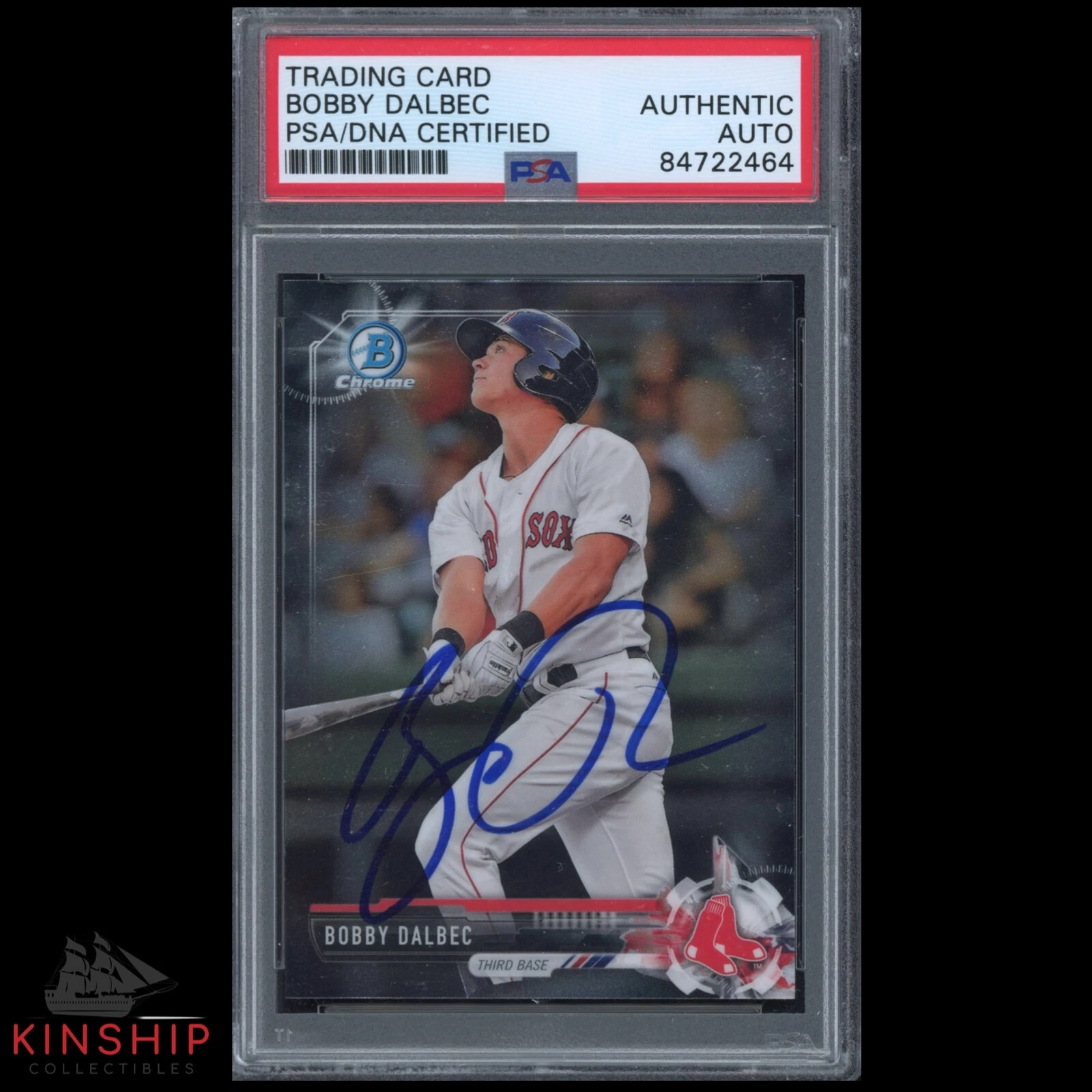 Bobby Dalbec signed 2017 Bowman Chrome Trading Card PSA DNA Slabbed Auto C2220