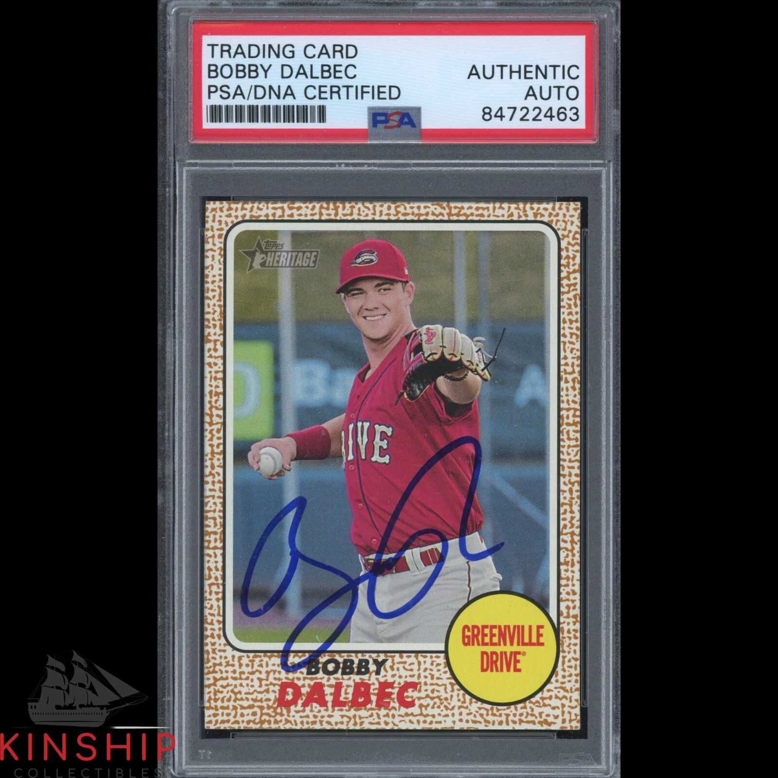 Bobby Dalbec signed 2017 Topps Heritage Trading Card PSA DNA Slabbed Auto C2246