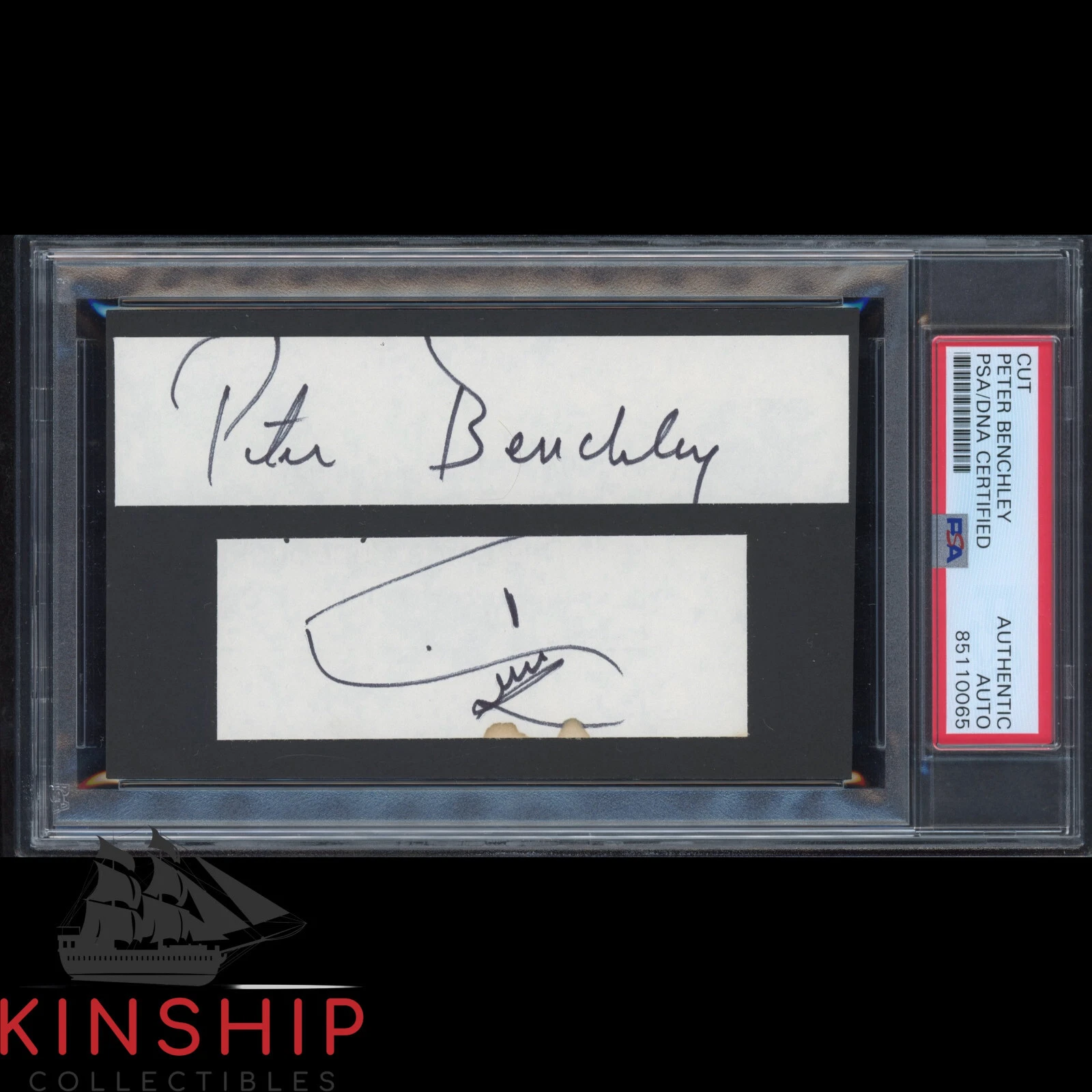 Peter Benchley signed cut PSA DNA Slabbed Jaws Author Inscribed Shark Auto C2424