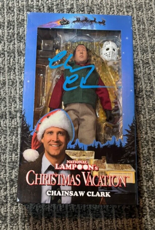 Chevy Chase Christmas Vacation Signed Autographed NECA Chainsaw Clark Figure COA