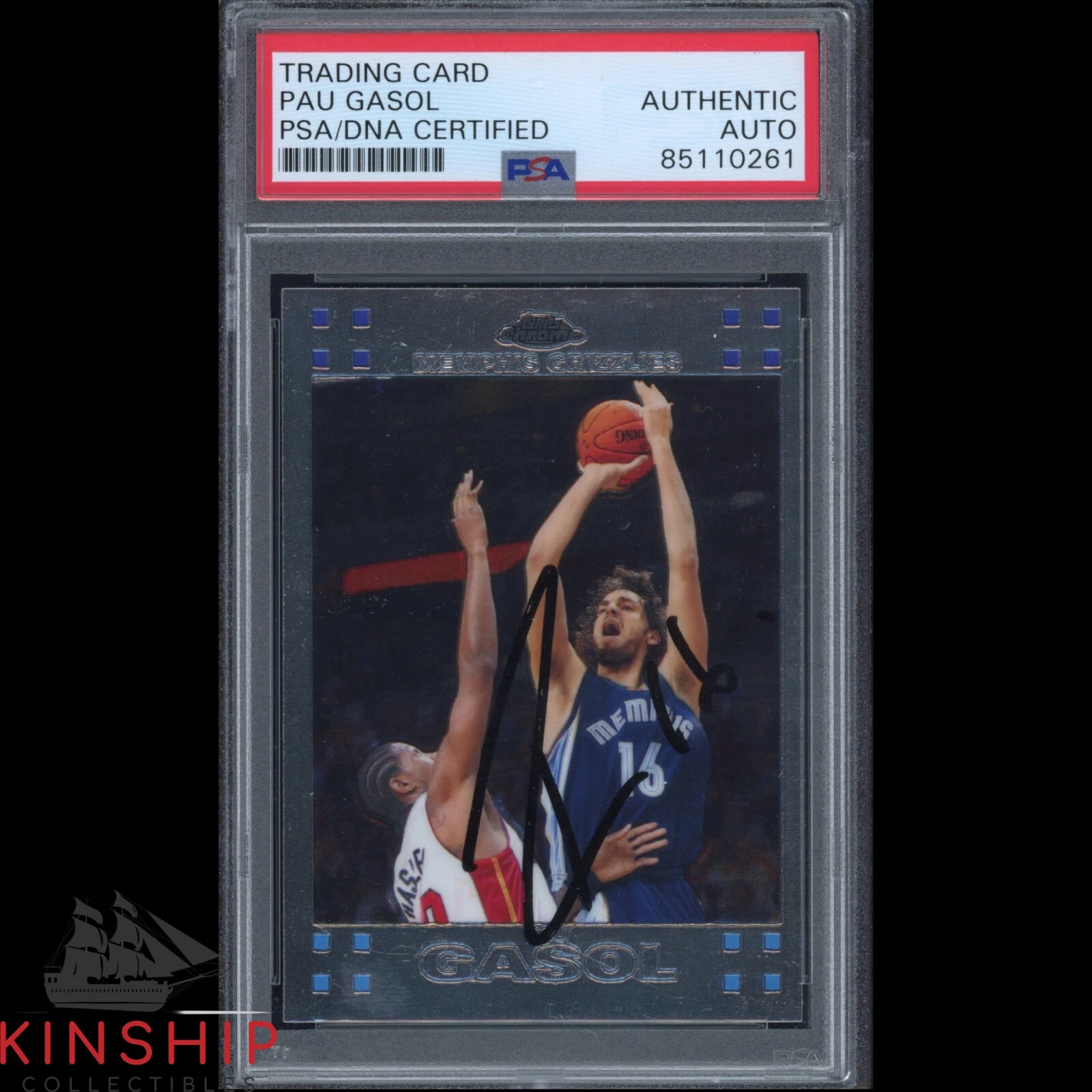 Pau Gasol signed 2008 Topps Chrome Trading Card PSA DNA Slabbed HOF Auto C2326