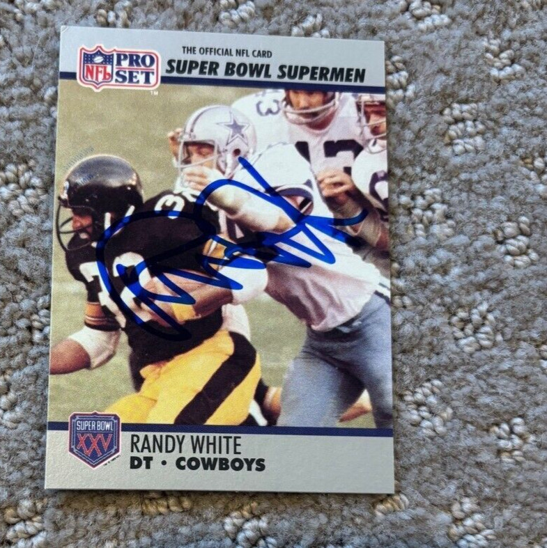 1990 PRO SET RANDY WHITE SIGNED AUTOGRAPHED SUPER BOWL CARD #87 DALLAS COWBOYS COLLECTIBLE MEMORABILIA