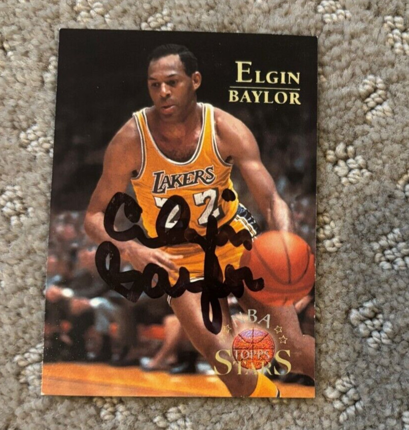ELGIN BAYLOR SIGNED AUTOGRAPHED 1996 TOPPS NBA STARS CARD #106 LAKERS