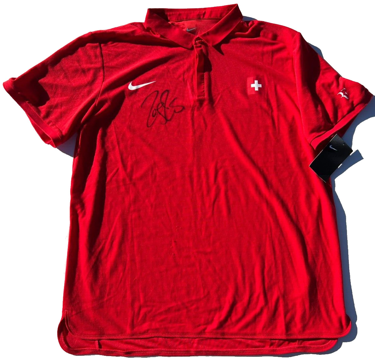 ROGER FEDERER SIGNED NIKE SWISS TENNIS SHIRT POLO OLYMPICS WIMBLEDON JSA