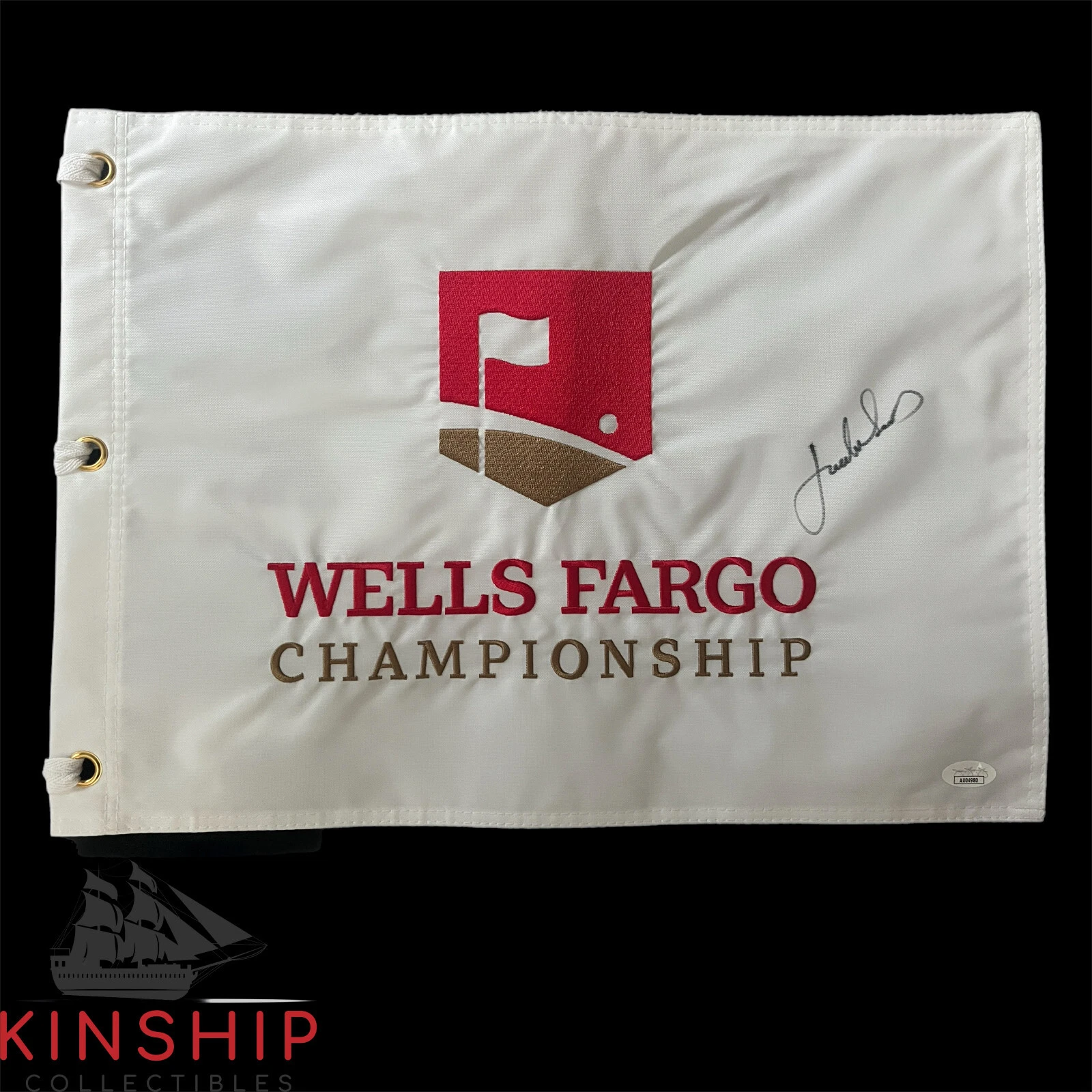 Jordan Spieth signed Wells Fargo Pin Flag JSA COA Masters PGA Golf Auto G74