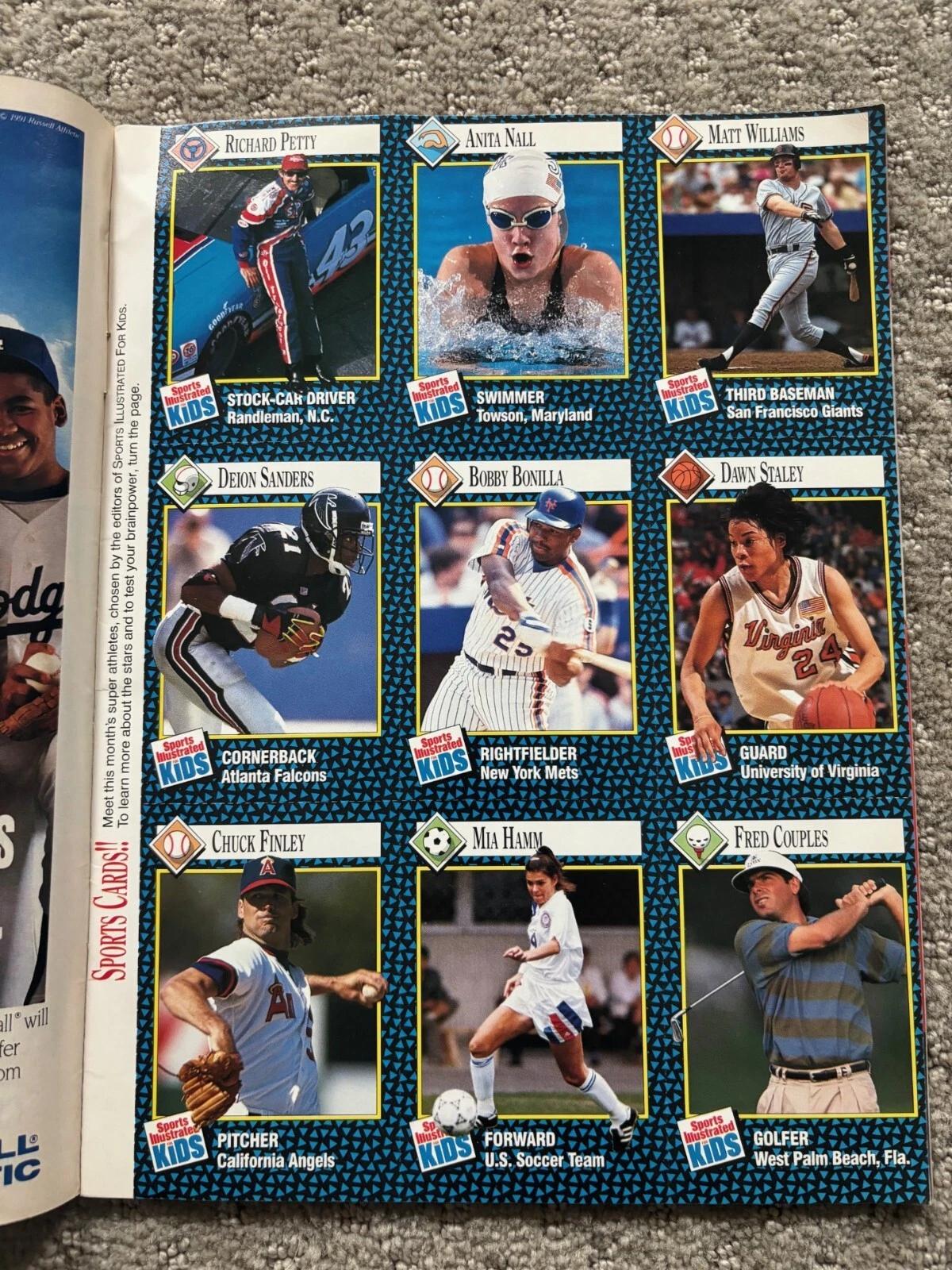 Sports Illustrated for Kids August 1992 Mia Hamm rookie Card Deion Sanders