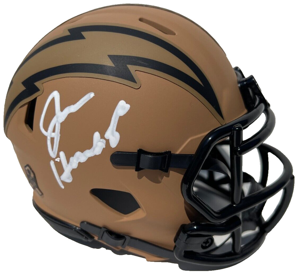JIM HARBAUGH SIGNED CHARGERS SALUTE TO SERVICE FOOTBALL MINI HELMET JSA