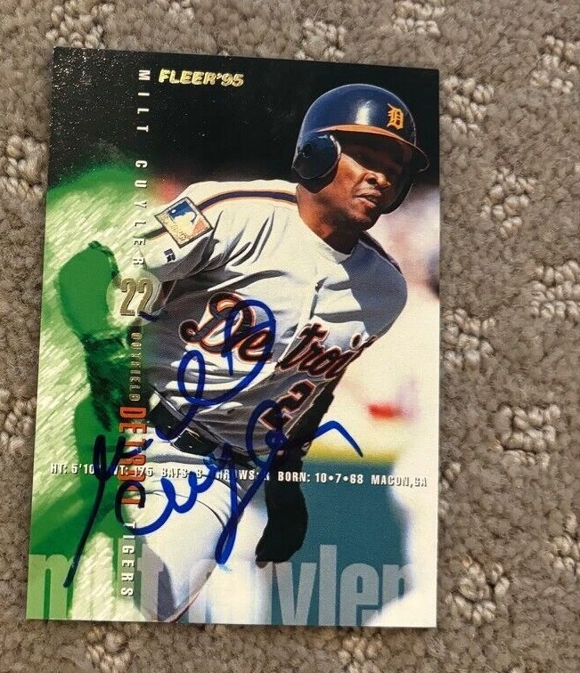 1995 Fleer Baseball Card #46 Milt Cuyler signed autographed Detroit Tigers