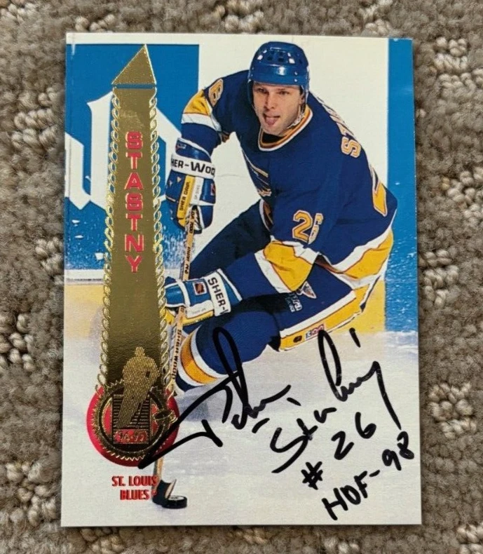 1994-95 Pinnacle Blues Hockey #134 Peter Stastny signed autographed Card Blues